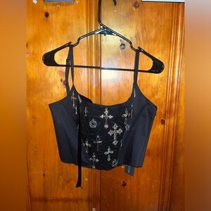 Dollskill Idol Worship Corset Top, Size L, Black